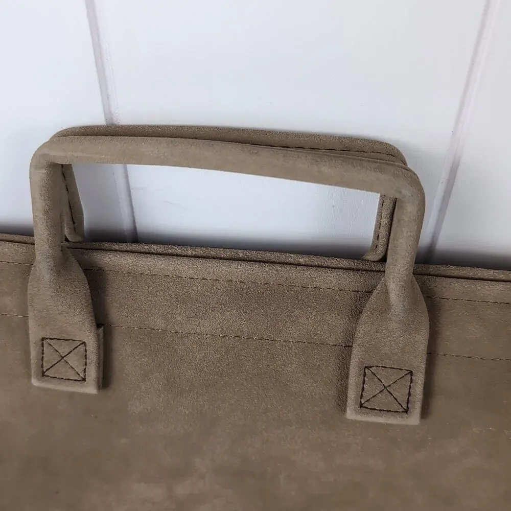 Vintage Hazel Mojave Suede Portfolio Document Briefcase Messenger Bag Tan